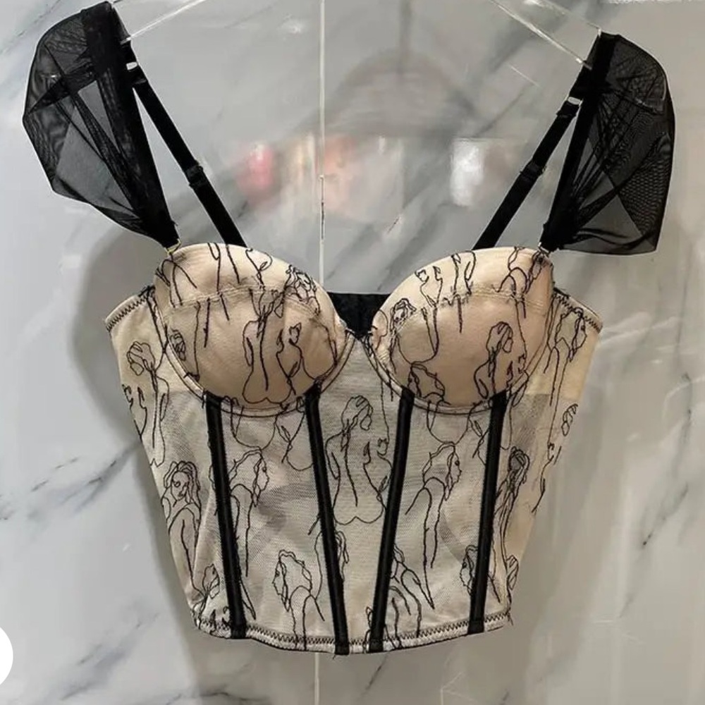 Figure Pattern Padded Corset Top - image 1